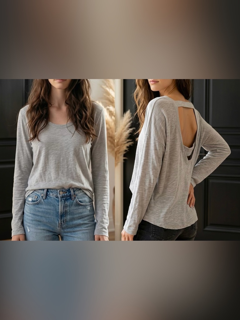 Jethro Long Sleeve Top With Cutout Back Detail.
